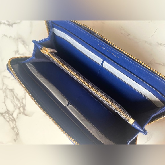 ❌SOLD❌ New Tory Burch Fleming Soft Continental Wallet Blue - Picture 9 of 11